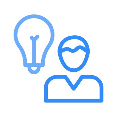 ampul simgesi, fikir kavramı ile erkek avatar 