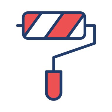 Beyaz arkaplanda izole edilmiş boya silindirli düz simge, vektör, illüstrasyon