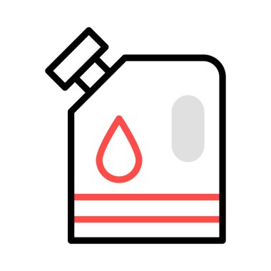 Petrol can düz beyaz arka plan, vektör, illüstrasyon izole simgesi