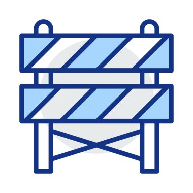 İnşaat bariyer düz simgesi beyaz arka plan, vektör, illüstrasyon izole