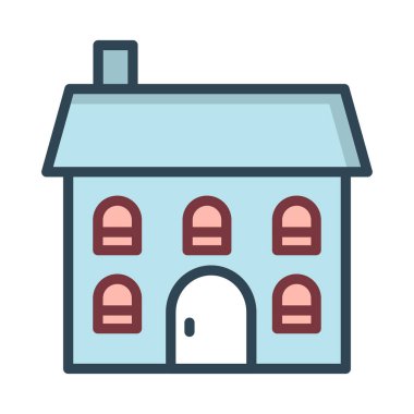 ev düz simgesi beyaz arka plan, vektör, illüstrasyon izole