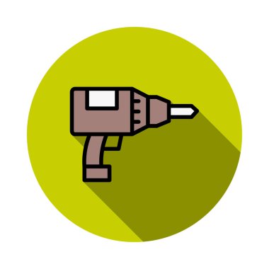 İnşaat matkap makinesi düz simgesi beyaz arka plan, vektör, illüstrasyon izole 