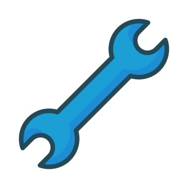 izole beyaz arka plan, vektör, illüstrasyon, onarım kavramı üzerinde düz simgesi anahtarı 