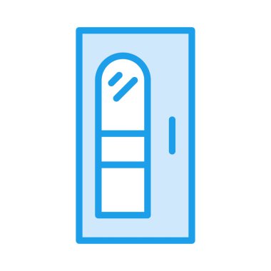 pencere düz simgesi beyaz arka plan, vektör, illüstrasyon izole kapalı kapı