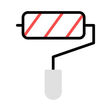 Beyaz arkaplanda izole edilmiş boya silindirli düz simge, vektör, illüstrasyon