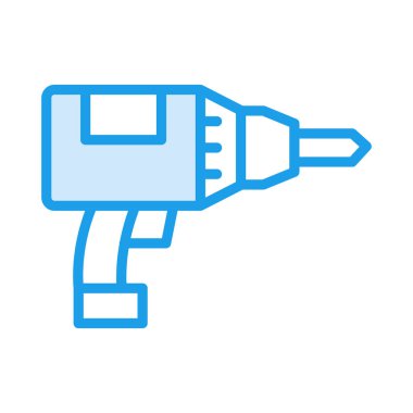 İnşaat matkap makinesi düz simgesi beyaz arka plan, vektör, illüstrasyon izole 