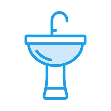 lavabo musluk düz simgesi beyaz arka plan, vektör, illüstrasyon izole