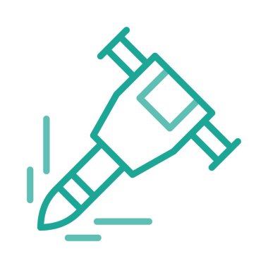 İnşaat matkap makinesi düz simgesi beyaz arka plan, vektör, illüstrasyon izole 