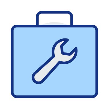 İnşaat aracı kutusu düz simgesi beyaz arka plan, vektör, illüstrasyon izole