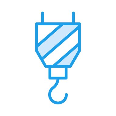 Vinç kanca düz simgesi beyaz arka plan, vektör, illüstrasyon izole 