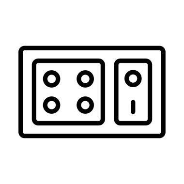 soket düz simgesi beyaz arka plan, vektör, illüstrasyon izole üzerinde anahtarı ile