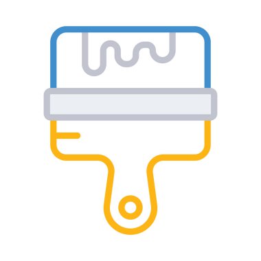 boya fırça düz simgesi beyaz arka plan, vektör, illüstrasyon izole