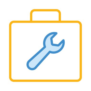 İnşaat aracı kutusu düz simgesi beyaz arka plan, vektör, illüstrasyon izole