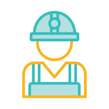 İnşaat mühendisi avatar düz simgesi beyaz arka plan, vektör, illüstrasyon izole