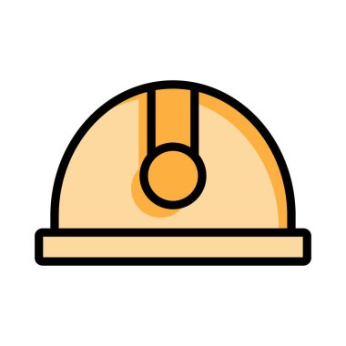 güvenlik koruma kask düz simgesi beyaz arka plan, vektör, illüstrasyon izole