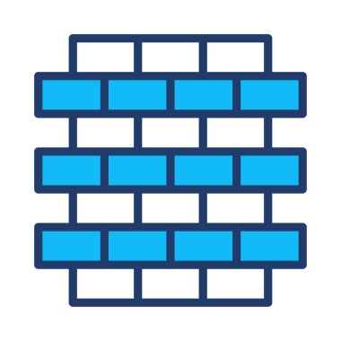 tuğla duvar düz simgesi beyaz arka plan, vektör, illüstrasyon izole