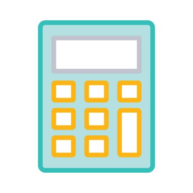 matematik hesap makinesi düz simgesi beyaz arka plan, vektör, illüstrasyon izole