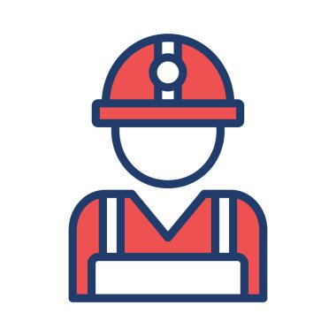 İnşaat mühendisi avatar düz simgesi beyaz arka plan, vektör, illüstrasyon izole