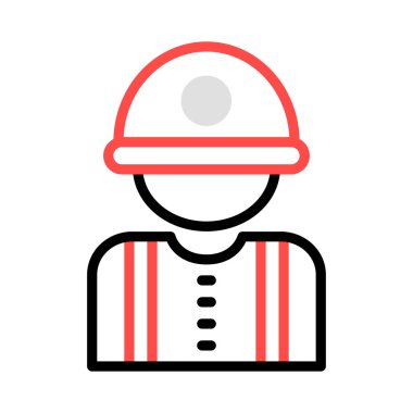 İnşaat mühendisi avatar düz simgesi beyaz arka plan, vektör, illüstrasyon izole