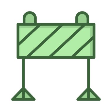 İnşaat bariyer düz simgesi beyaz arka plan, vektör, illüstrasyon izole