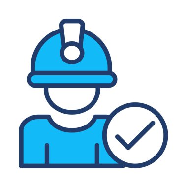 onay işareti işareti düz simgesi beyaz arka plan, vektör, illüstrasyon izole ile mühendis avatar