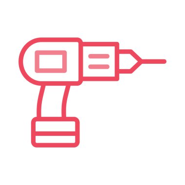 İnşaat matkap makinesi düz simgesi beyaz arka plan, vektör, illüstrasyon izole 