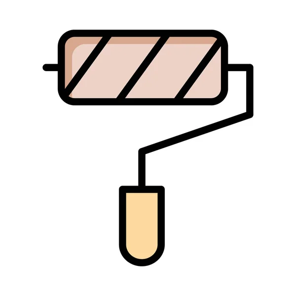 在白色背景 图解上孤立的漆辊平图标 — 图库矢量图片