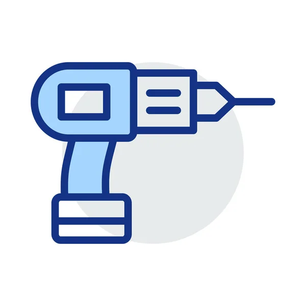 Construção Broca Máquina Plana Ícone Isolado Fundo Branco Vetor Ilustração —  Vetores de Stock