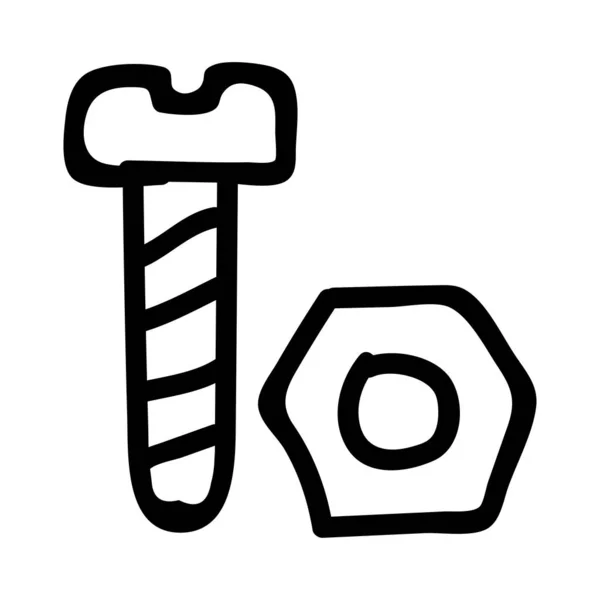 Schraube Und Mutter Flaches Symbol Isoliert Auf Weißem Hintergrund Vektor — Stockvektor