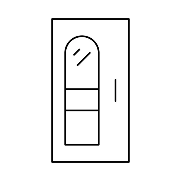 Porte Fermée Avec Fenêtre Icône Plate Isolée Sur Fond Blanc — Image vectorielle