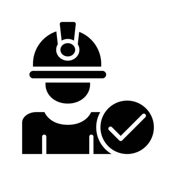 Engineer Avatar Check Mark Sign Flat Icon Isolated White Background — Stock Vector