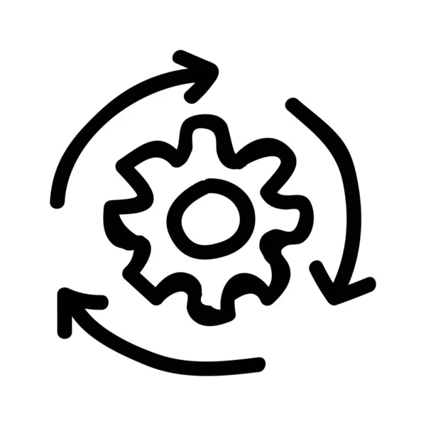 Engrenage Avec Flèches Réglage Icône Plate Isolé Sur Fond Blanc — Image vectorielle