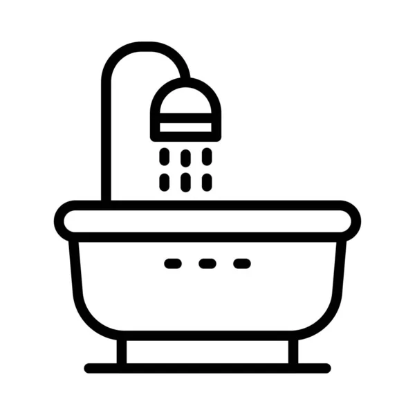 Dusch Med Bad Flat Ikonen Isolerad Vit Bakgrund Vektor Illustration — Stock vektor