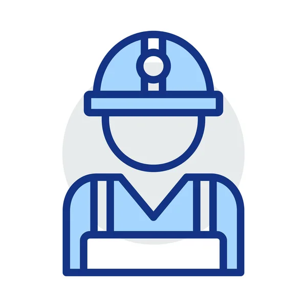 Construction Engineer Avatar Flat Icon Isolated White Background Vector Illustration — Stock Vector