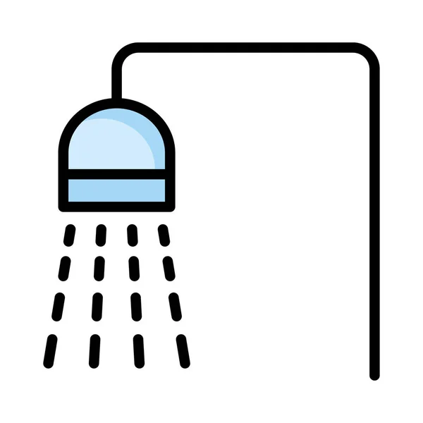 Ducha Con Gotas Agua Icono Plano Aislado Sobre Fondo Blanco — Vector de stock