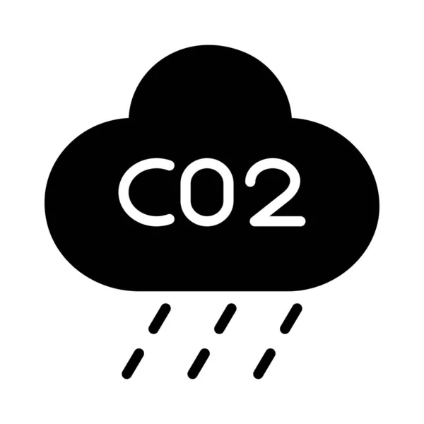 Rain Cloud Co2 Text Flat Icon Isolated White Background Vector — Stock Vector