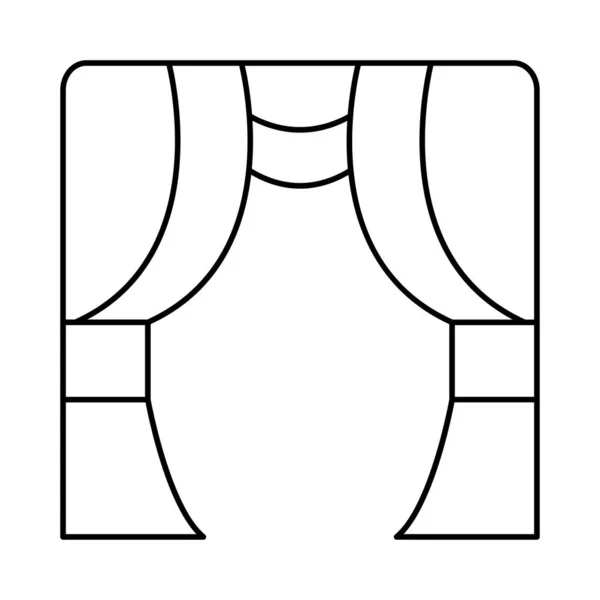 Rideaux Scène Icône Plate Isolé Sur Fond Blanc Vecteur Illustration — Image vectorielle