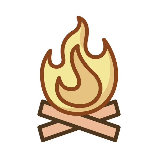 Campfire Ícone Plano Isolado Fundo Branco Vetor Ilustração —  Vetores de Stock