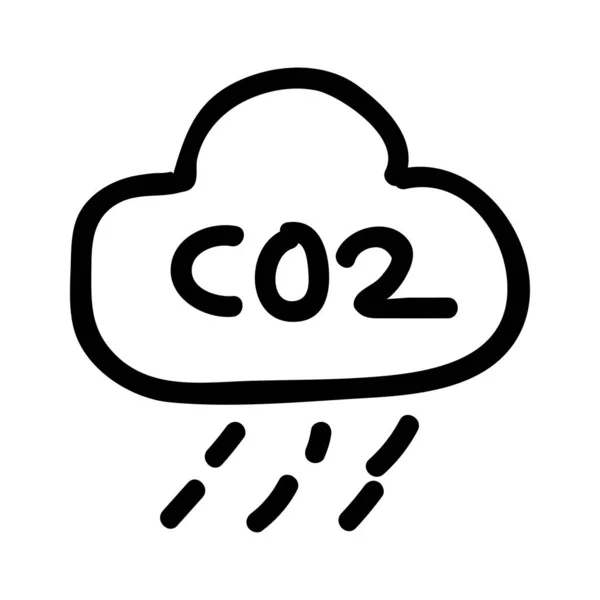 Co2 本文フラット アイコン白背景 ベクトル イラストに分離と雨の雲 — ストックベクタ