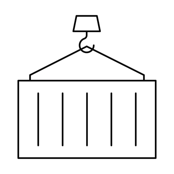 Kran Mit Container Flachsymbol Isoliert Auf Weißem Hintergrund Vektor Illustration — Stockvektor