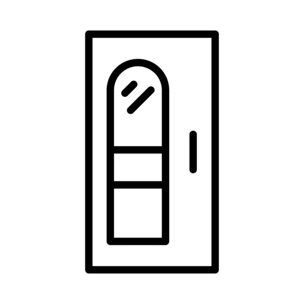 Geschlossene Tür Mit Fenster Flaches Symbol Isoliert Auf Weißem Hintergrund — Stockvektor