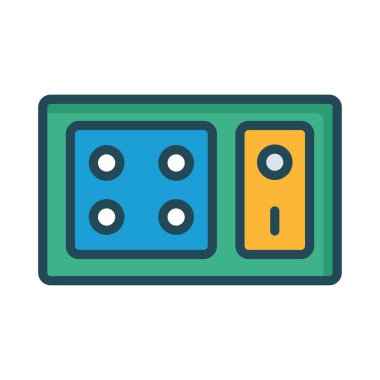 soket düz simgesi beyaz arka plan, vektör, illüstrasyon izole üzerinde anahtarı ile