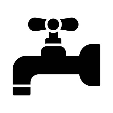 su musluk düz simgesi beyaz arka plan, vektör, illüstrasyon izole