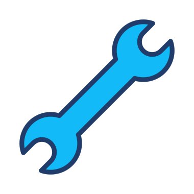 izole beyaz arka plan, vektör, illüstrasyon, onarım kavramı üzerinde düz simgesi anahtarı 