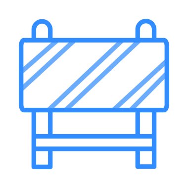 İnşaat bariyer düz simgesi beyaz arka plan, vektör, illüstrasyon izole