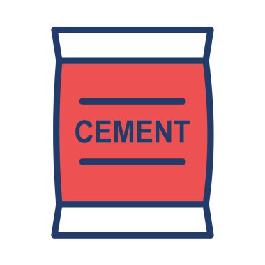 İnşaat çimento çuval düz simgesi beyaz arka plan, vektör, illüstrasyon izole
