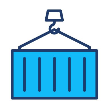 Beyaz arka plan, vektör, illüstrasyon izole konteyner düz simgesi olan vinç