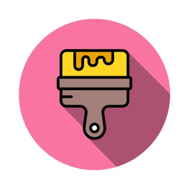 boya fırça düz simgesi beyaz arka plan, vektör, illüstrasyon izole