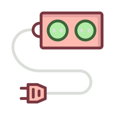 soket düz simgesi beyaz arka plan, vektör, illüstrasyon izole üzerinde anahtarı ile