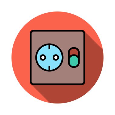 soket düz simgesi beyaz arka plan, vektör, illüstrasyon izole üzerinde anahtarı ile